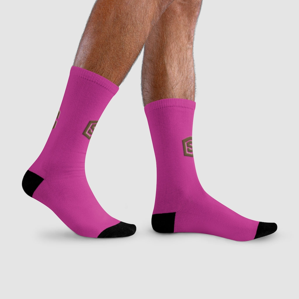 Purple Sublimation Crew Socks (EU) Brown Logo