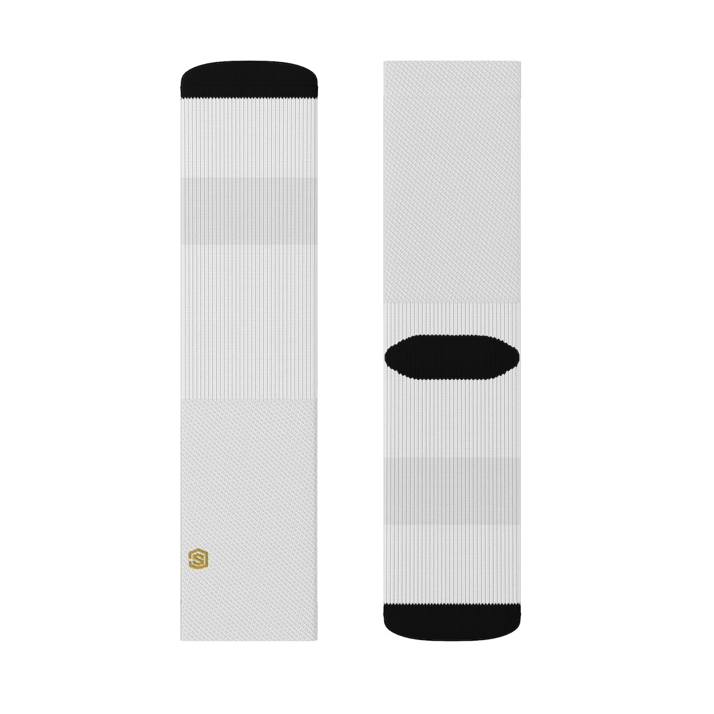 White Sublimation Socks with Gold Logo