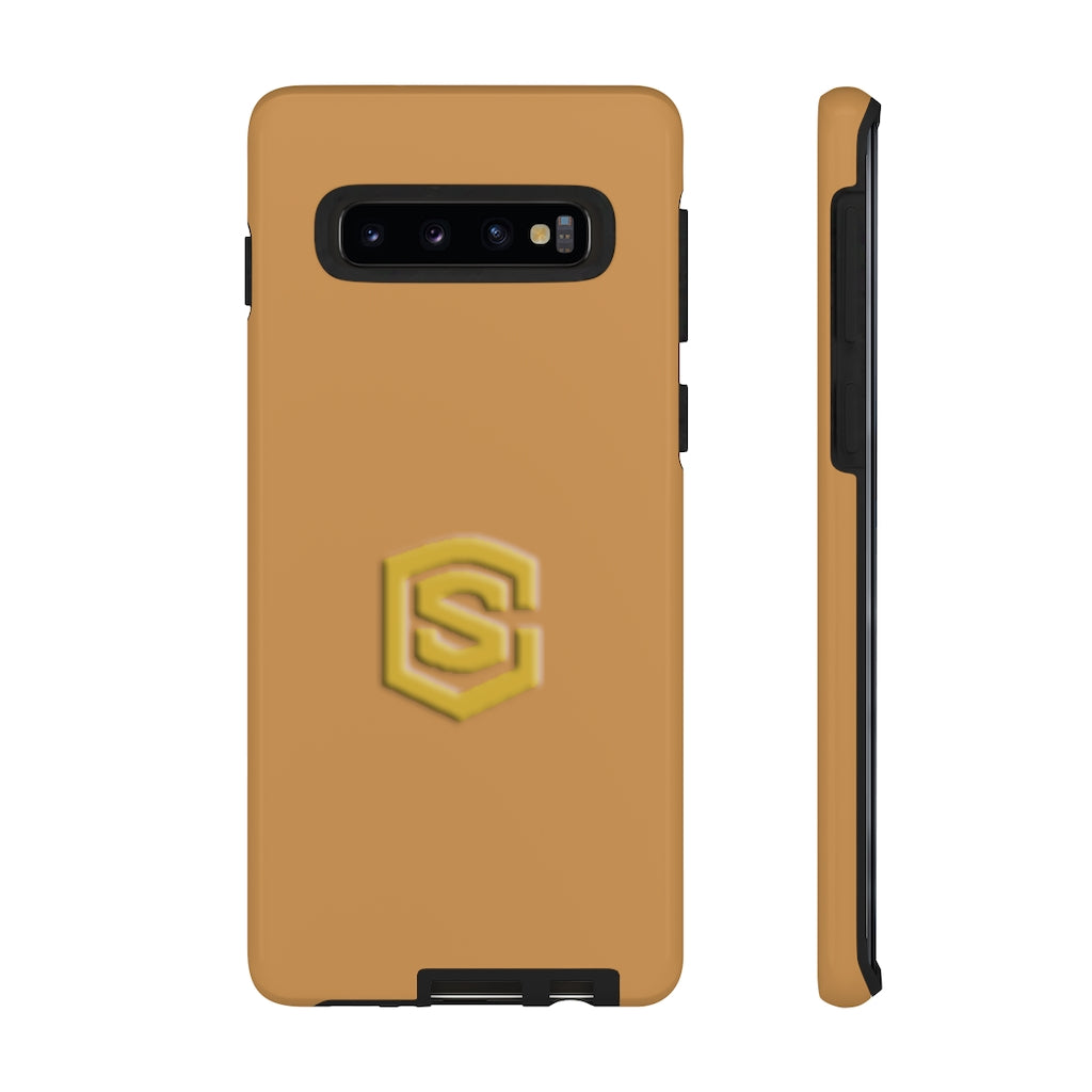 Light Brown Tough Cases Gold Logo