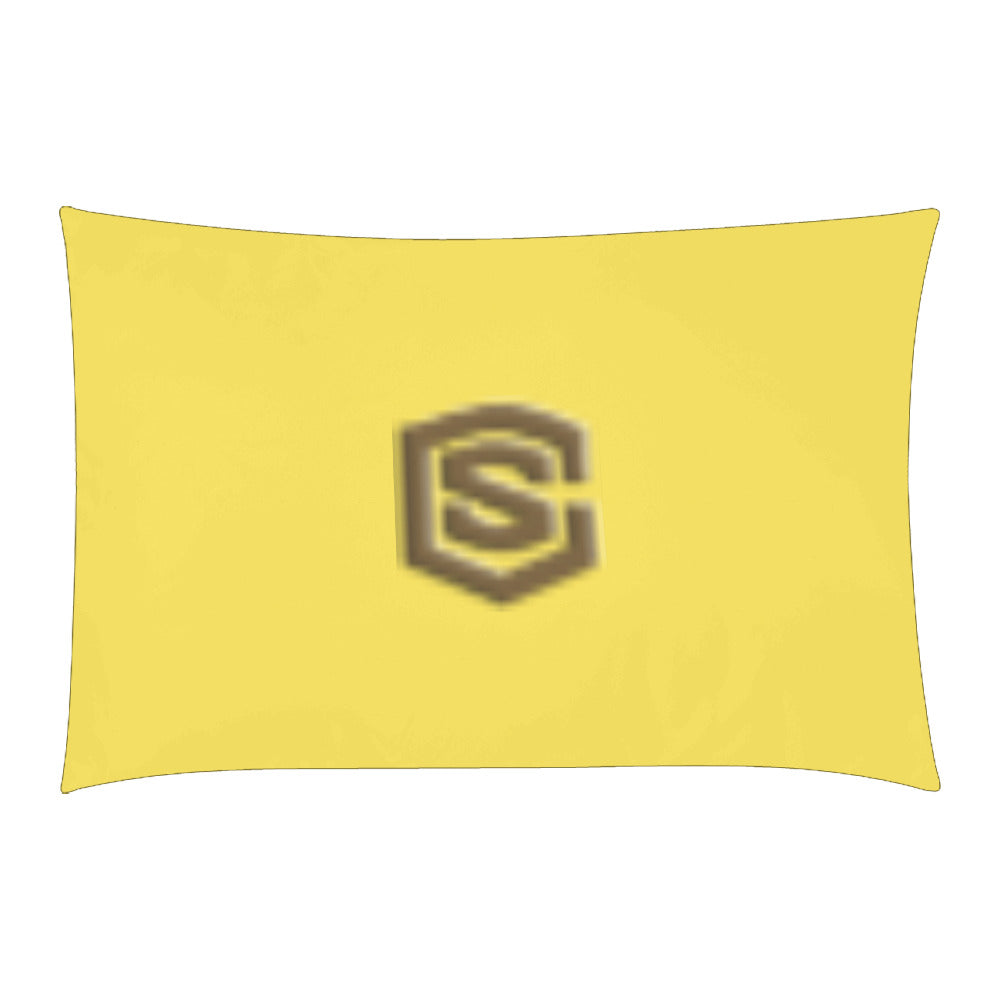 Yellow Duvet Cover Brown Logo 3-Piece Bedding Set (1 Duvet Cover 86"x70"; 2 Pillowcases 20"x30")(One Side)