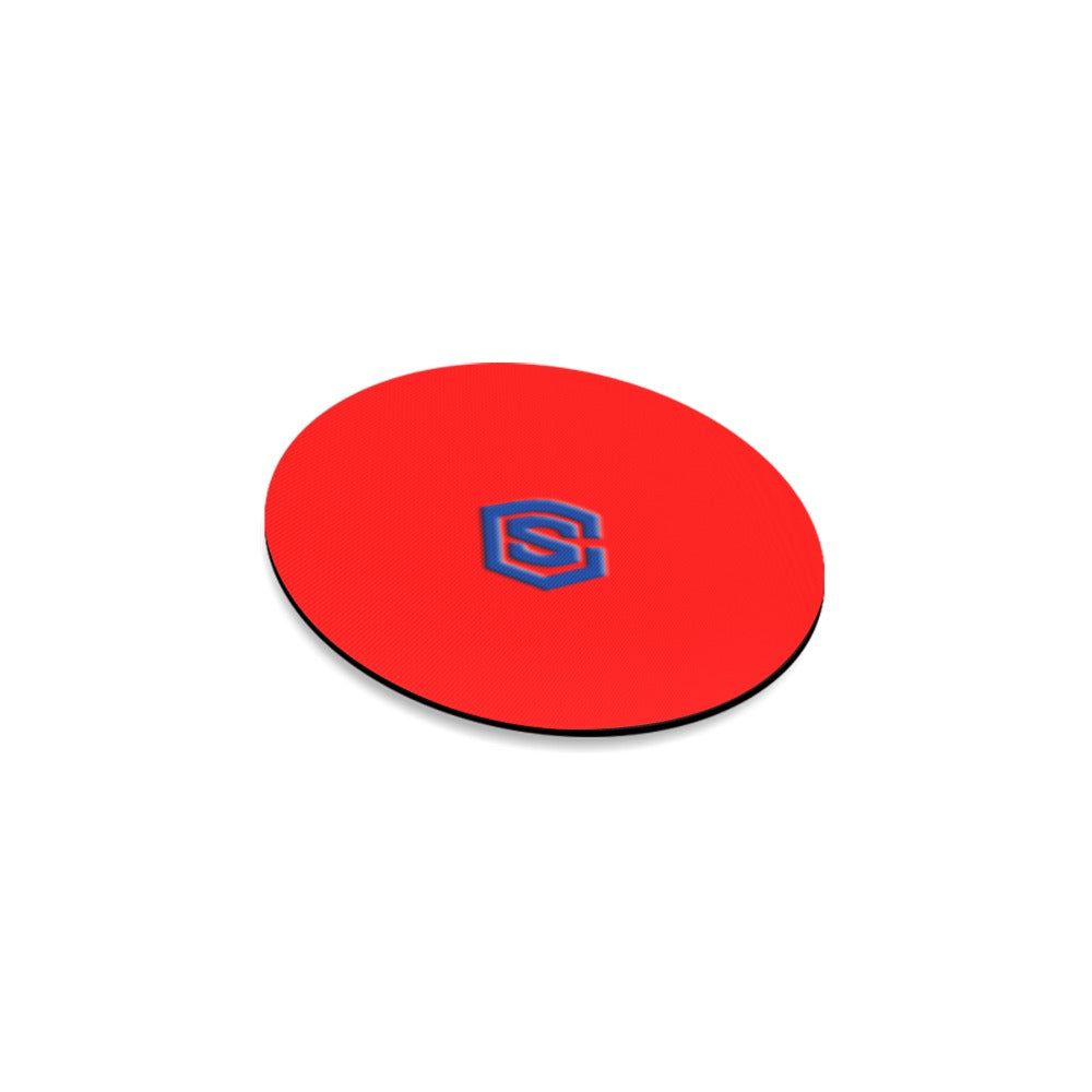 Red Round Coaster with Blue Logo Round Coaster