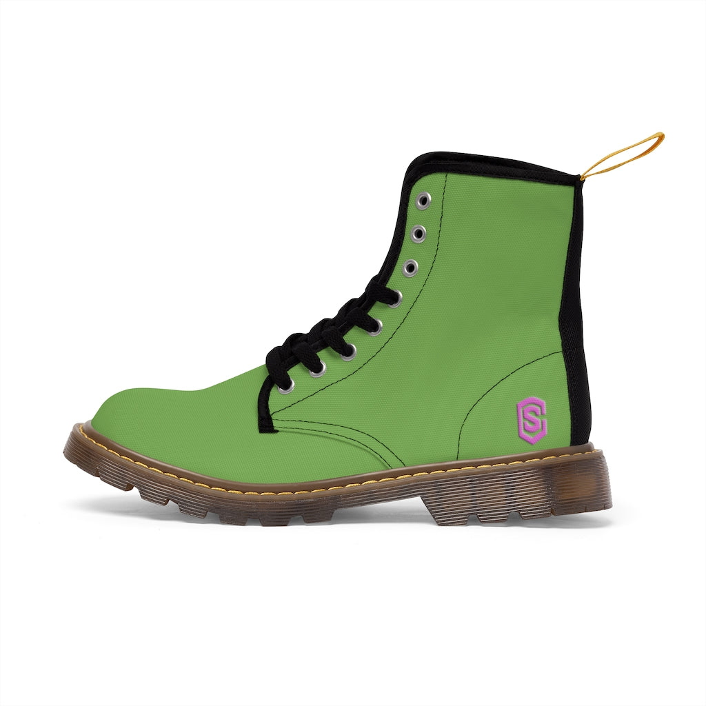 Green Men's Canvas Boots Violet Logo