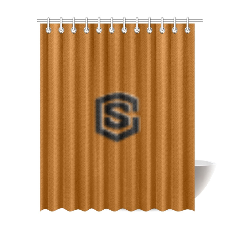 Brown Shower Curtain 69"x84" with Black Logo Shower Curtain 69"x84"