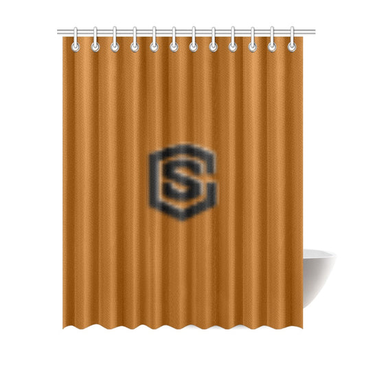 Brown Shower Curtain 69"x84" with Black Logo Shower Curtain 69"x84"