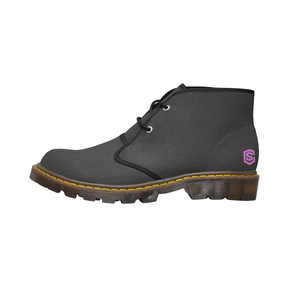 pink logo Women's Canvas Chukka Boots (Model 2402-1)