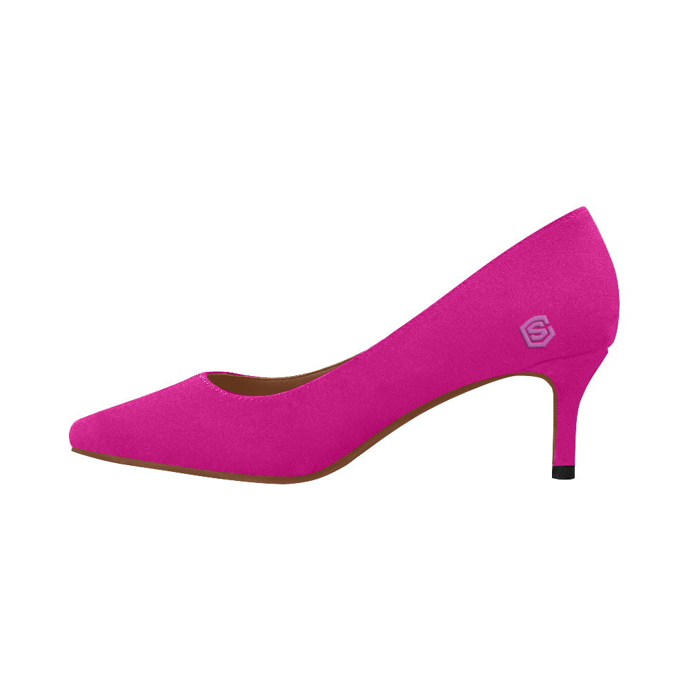 BLUE Women's Pointed Toe Low Heel Pumps  pink logo Women's Pointed Toe Low Heel Pumps (Model 053)
