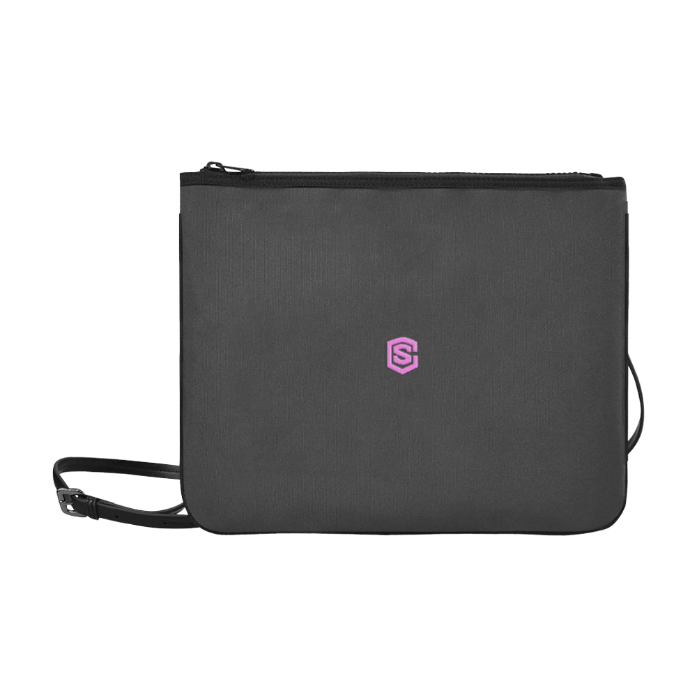 BLACK SLIM CLUTCH BAG pink logo Slim Clutch Bag (Model 1668)