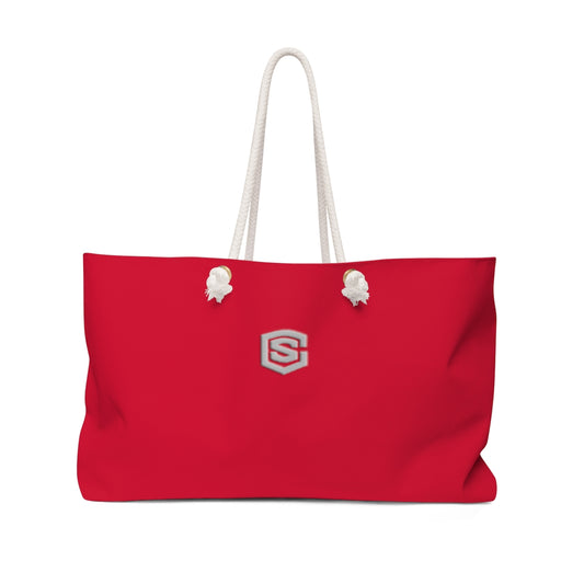 Red Weekender Bag Silver Logo