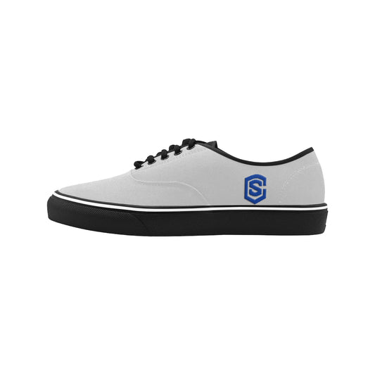 blue logo Classic Men's Canvas Low Top Shoes/Large (Model E001-4)