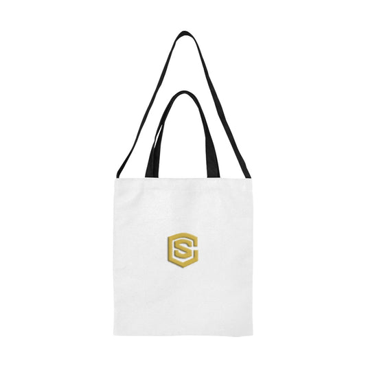 White All Over Print Canvas Tote Bag With Gold Logo All Over Print Canvas Tote Bag(Model1698)(Medium)