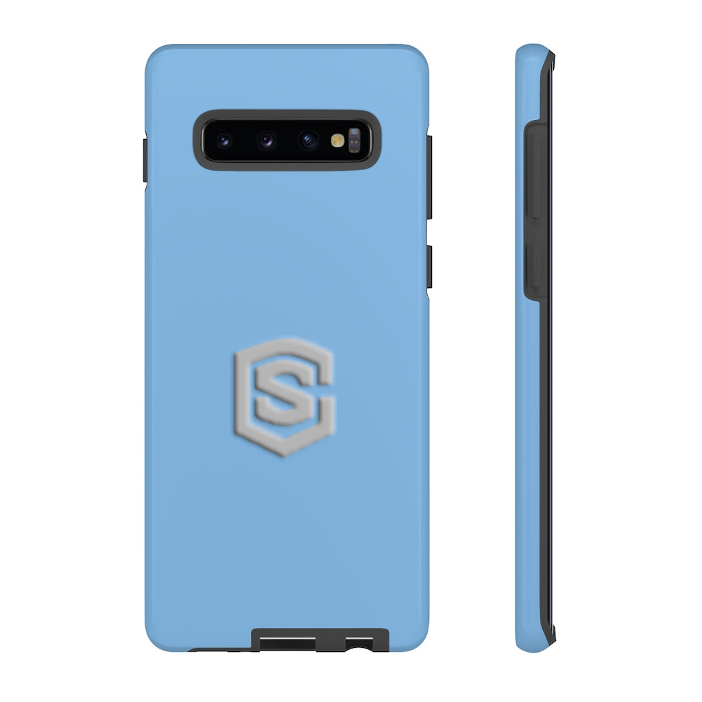 Blue Tough Cases Silver Logo