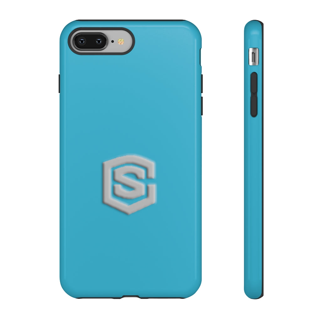 Blue Tough Cases Silver Logo