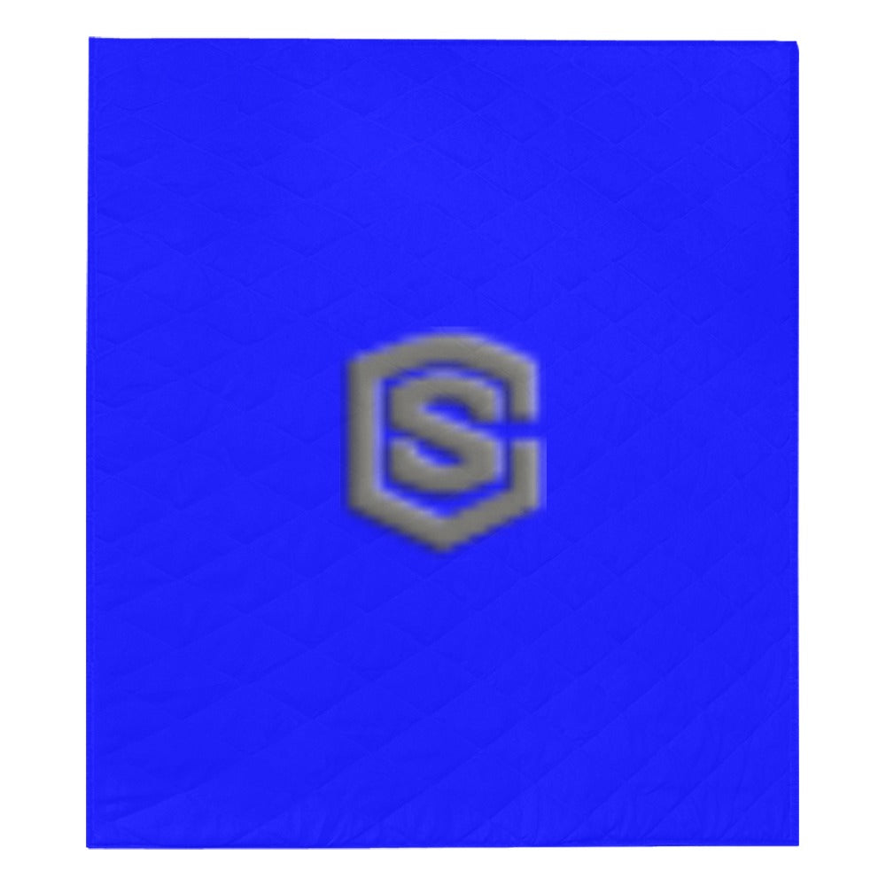 Blue Quilt with Gray Logo Custom Quilt  70" x 80"