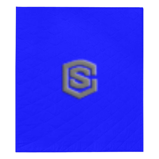 Blue Quilt with Gray Logo Custom Quilt  70" x 80"