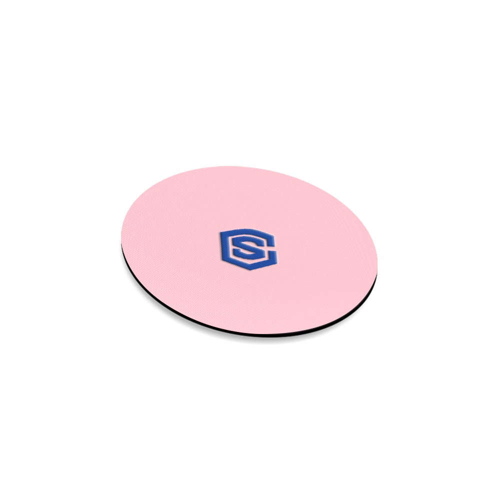Pink Round Coaster with Blue Logo Round Coaster