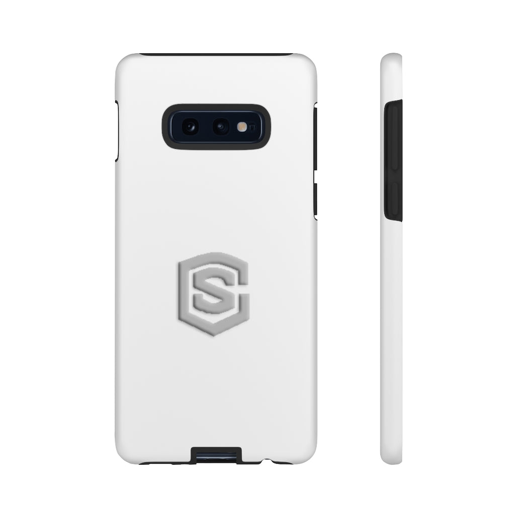White Tough Cases Silver Logo