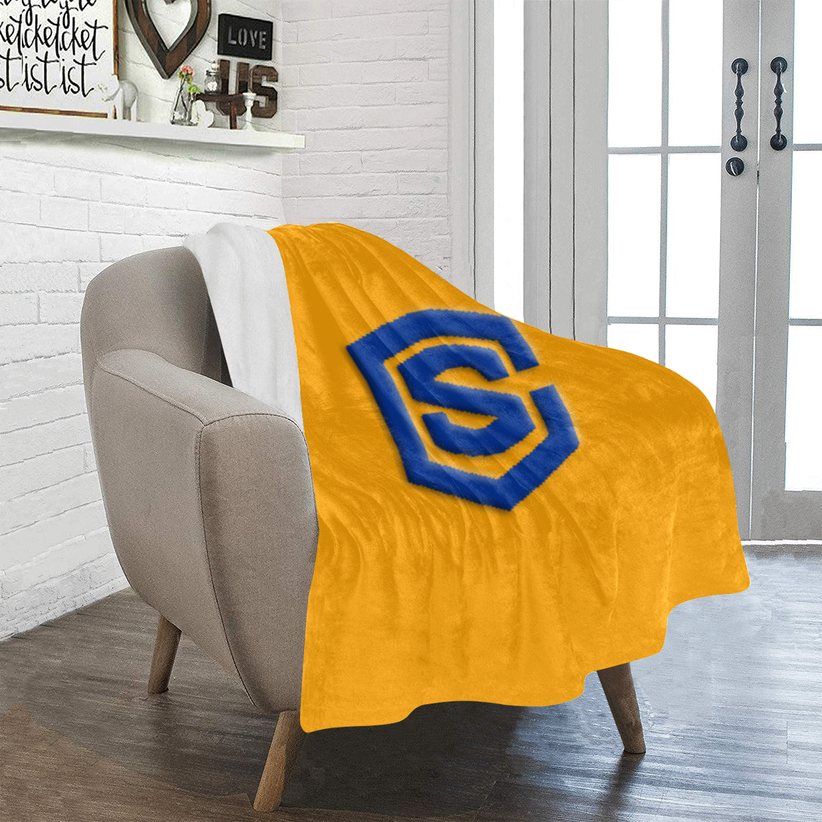 Orange Ultra-Soft Micro Fleece Blanket with Blue Logo Ultra-Soft Micro Fleece Blanket 30"x40"