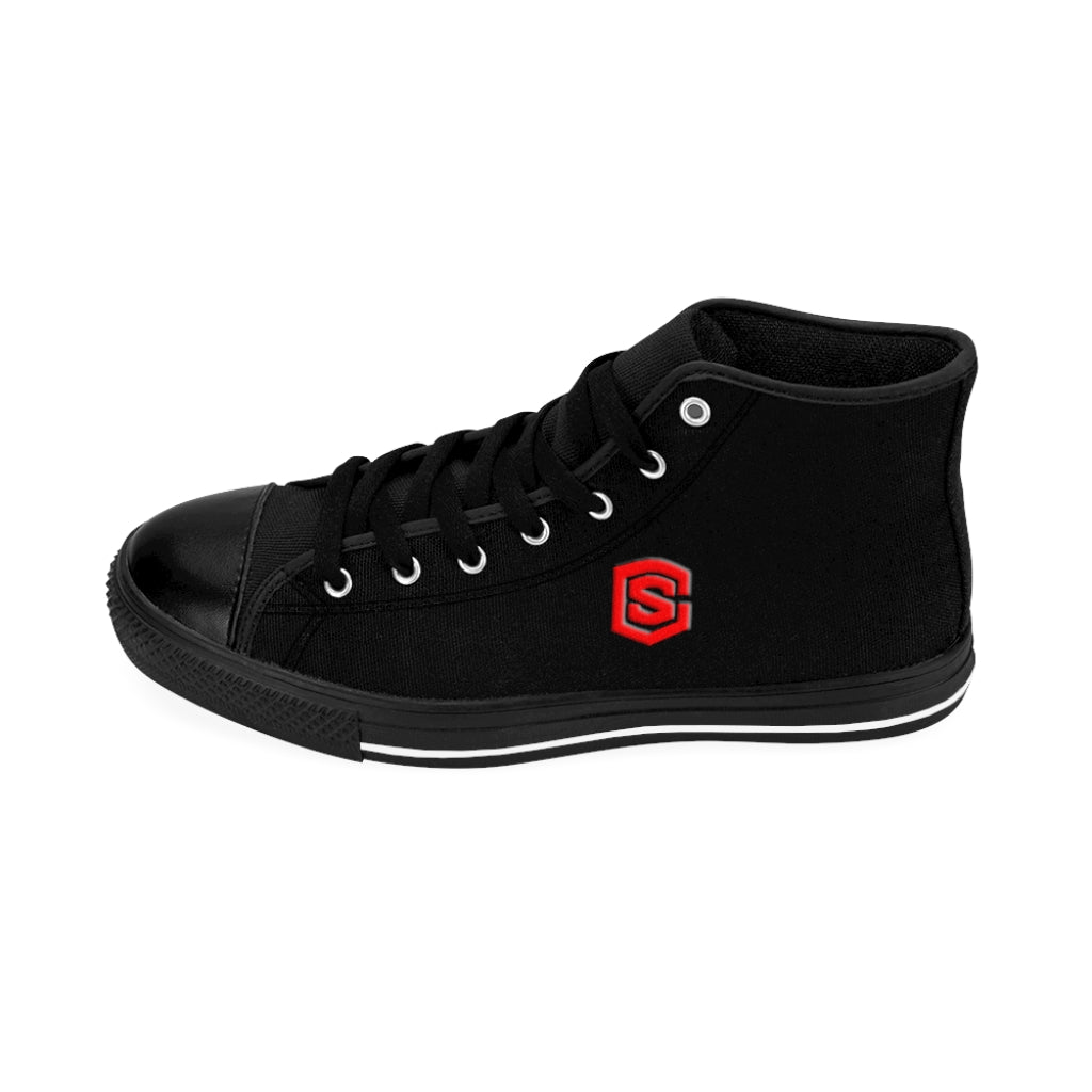 black of Men's High-top Sneakers - red logo