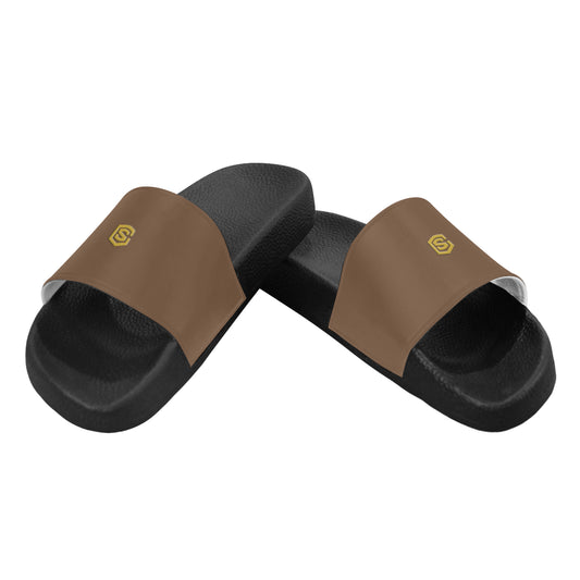 gold logo Women's Slide Sandals (Model 057)