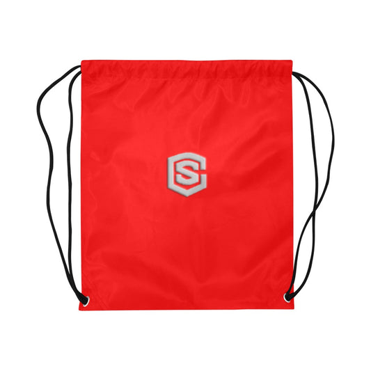 Red Drawstring Bags Large With Silver Logo Drawstring Bags (Model 1604) (Large)