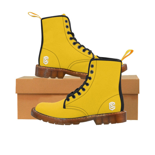 yellow Men's Canvas Boots White Logo