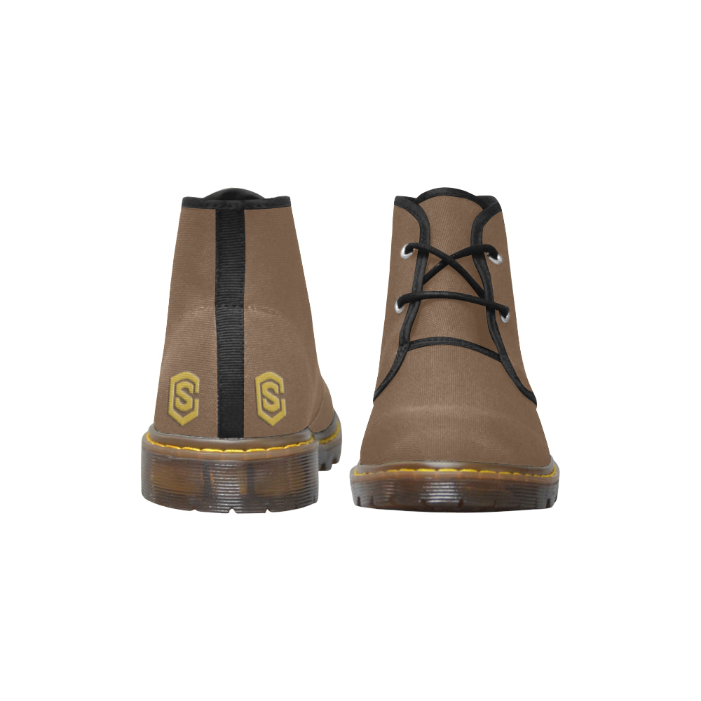 gold logo Women's Canvas Chukka Boots (Model 2402-1)