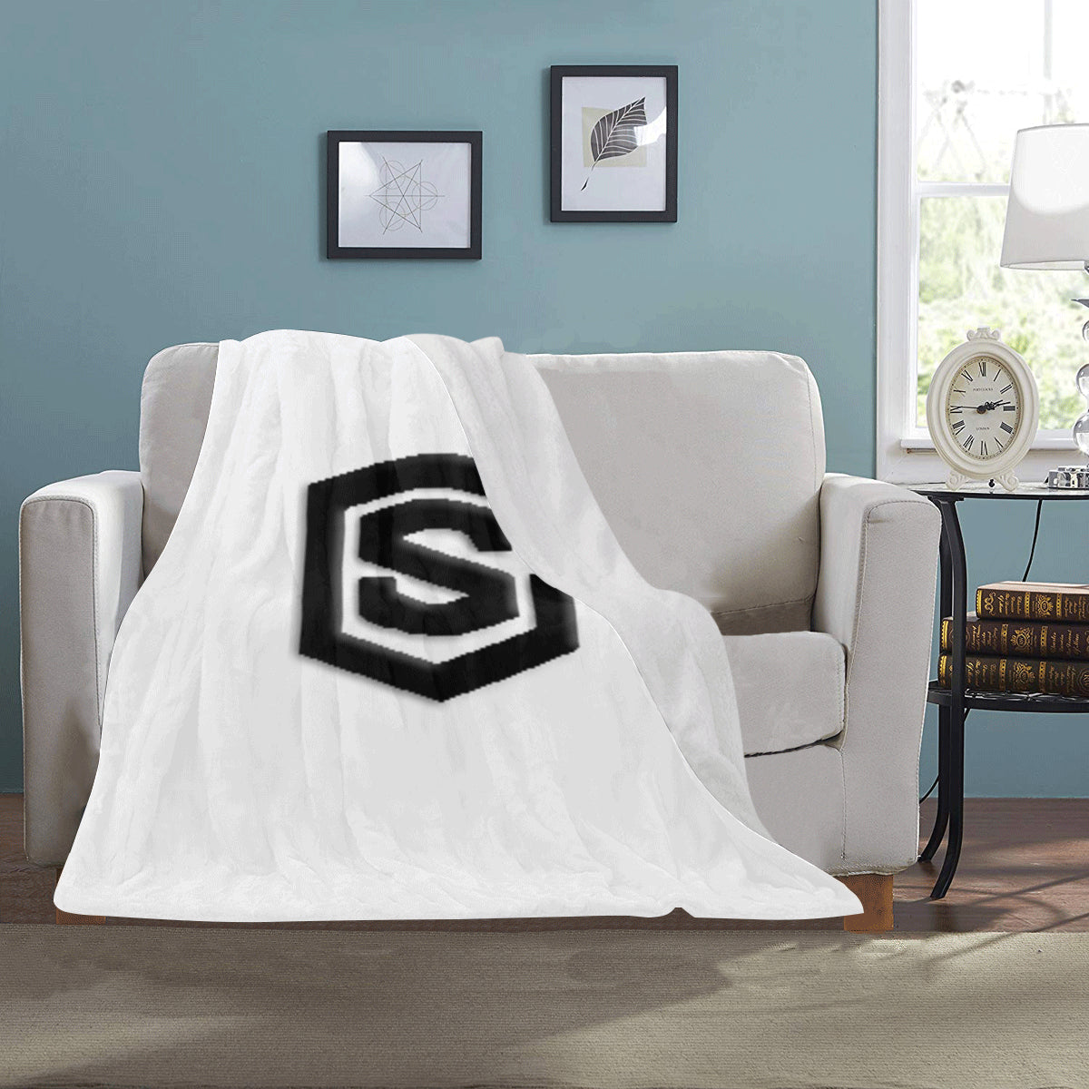 White Ultra-Soft Micro Fleece Blanket with Black Logo Ultra-Soft Micro Fleece Blanket 30"x40"