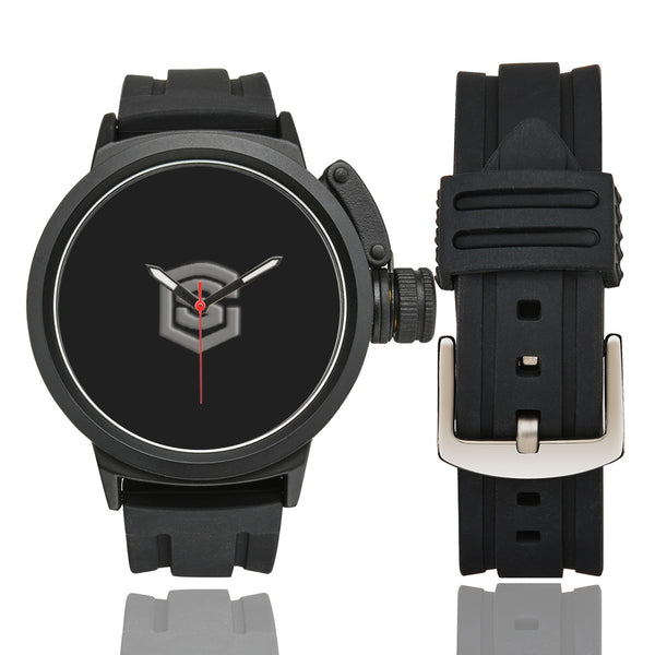 BLACK MEN SPORT WATCH WITH GRAY LOGO Men's Sport Watch (Model 309)