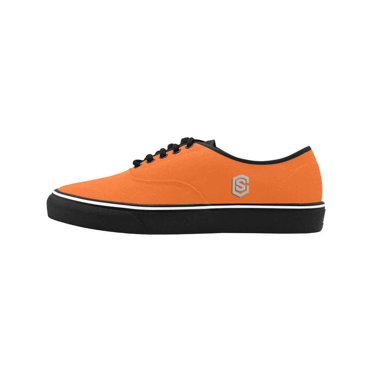 silver logo Classic Men's Canvas Low Top Shoes/Large (Model E001-4)