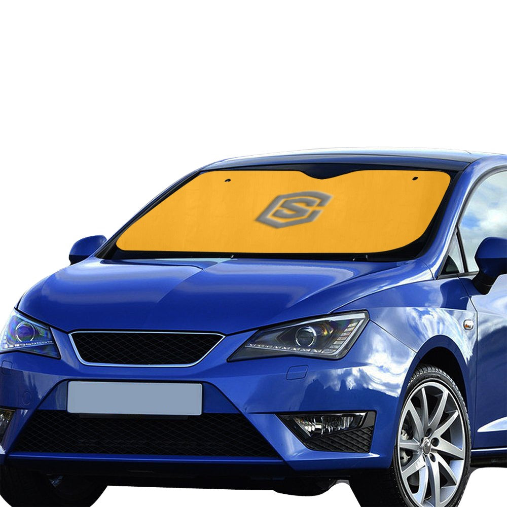 ORANGE AUTO SUN SHADE WITH GRAY LOGO Auto Sun Shade 55" x 29.53"