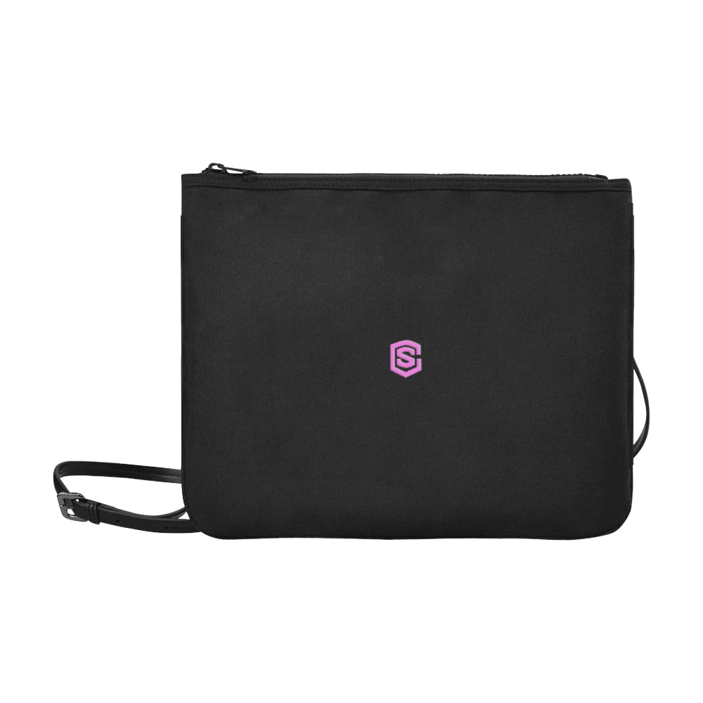 BLACK SLIM CLUTCH BAG pink logo Slim Clutch Bag (Model 1668)