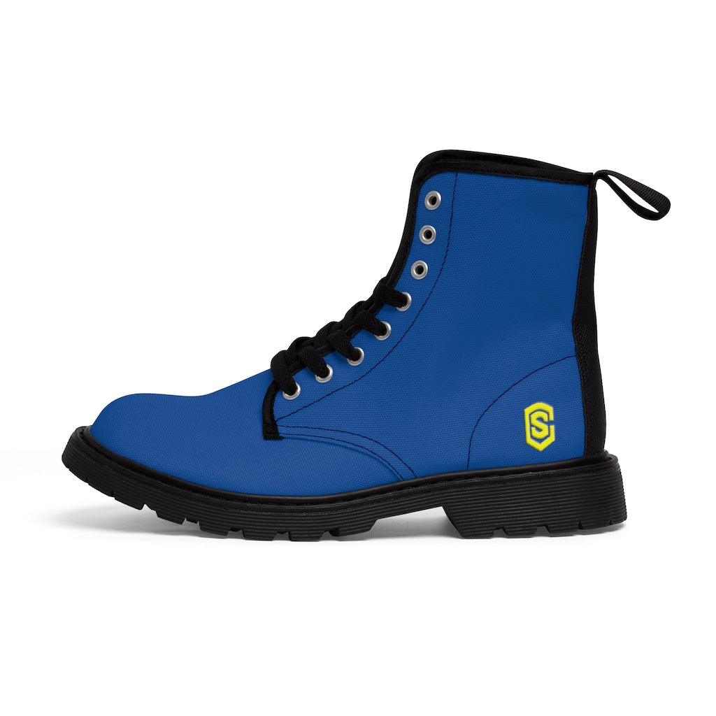 Blue Men's Canvas Boots Yellow Logo