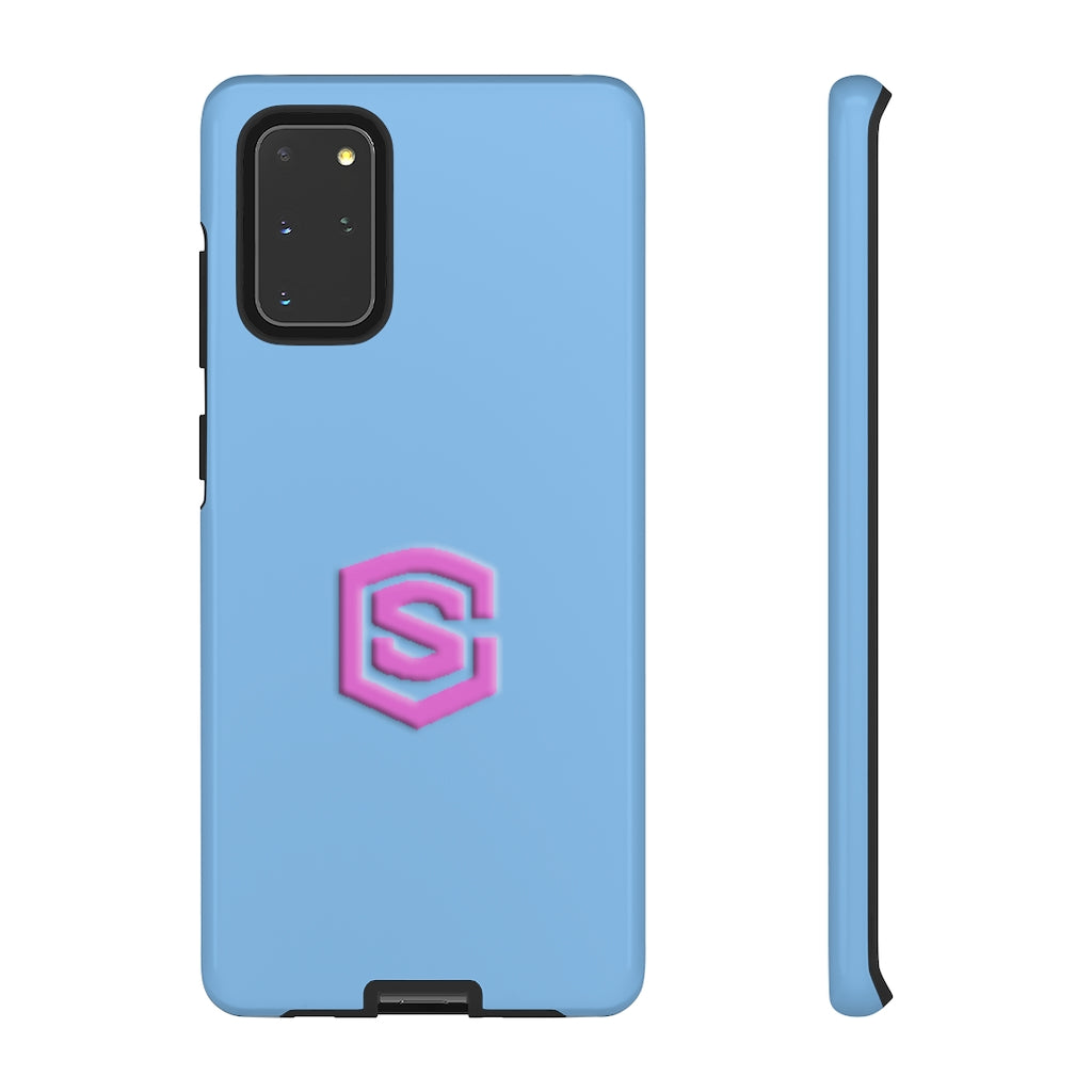 Blue Tough Cases Pink Logo