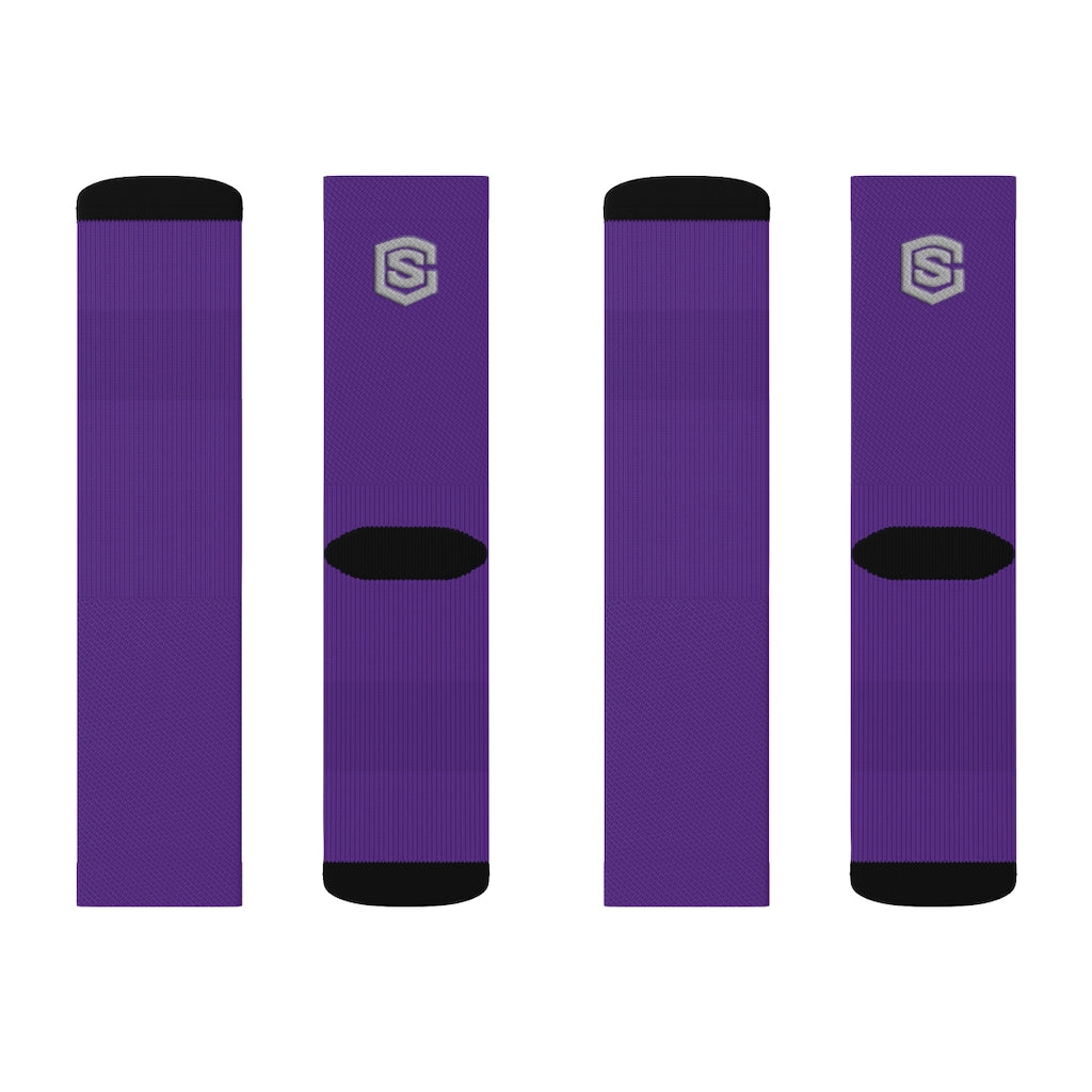 Purple Sublimation Socks Silver Logo