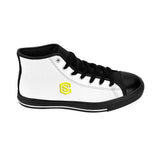 white Men's High-top Sneakers - yellow logo
