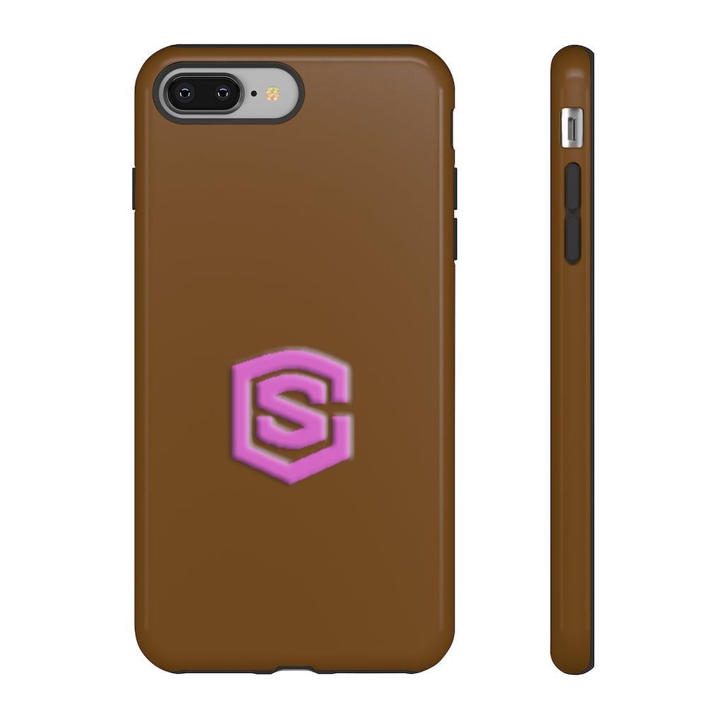 Brown Tough Cases Pink Logo