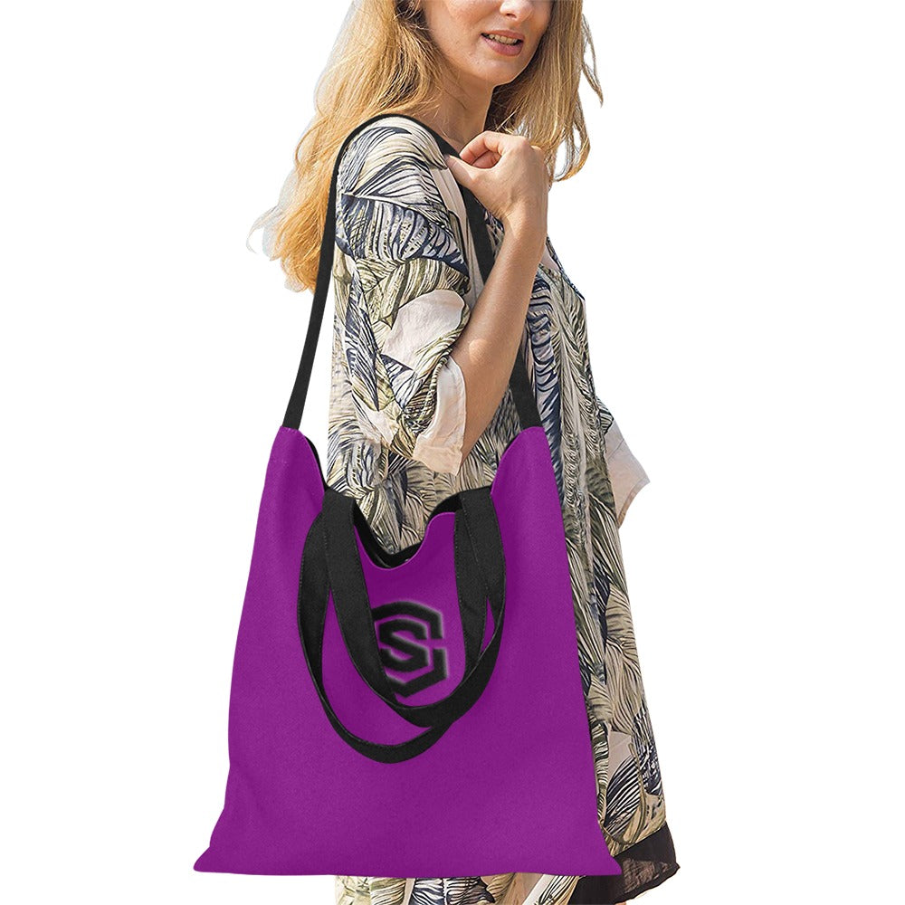 Purple All Over Print Canvas Tote Bag With Black Logo All Over Print Canvas Tote Bag(Model1698)(Medium)