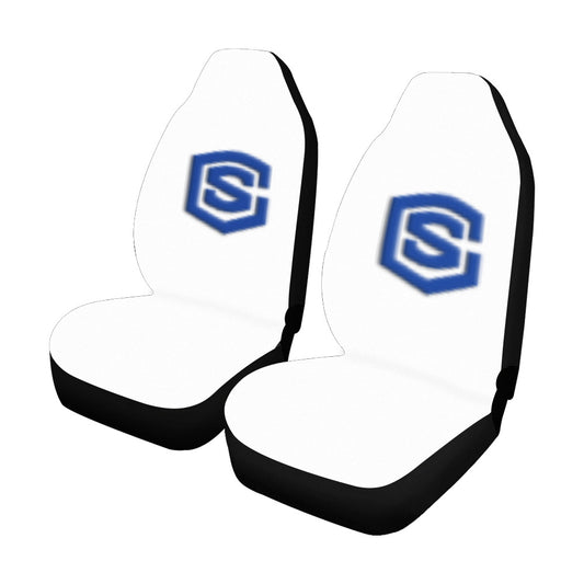 White Car Seat Covers Blue Logo Car Seat Covers (Set of 2)
