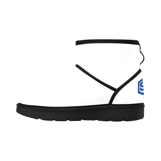 WHITE Low Top Men's Snow Boots WITH BLUE LOGO Low Top Men's Snow Boots (Model 049)