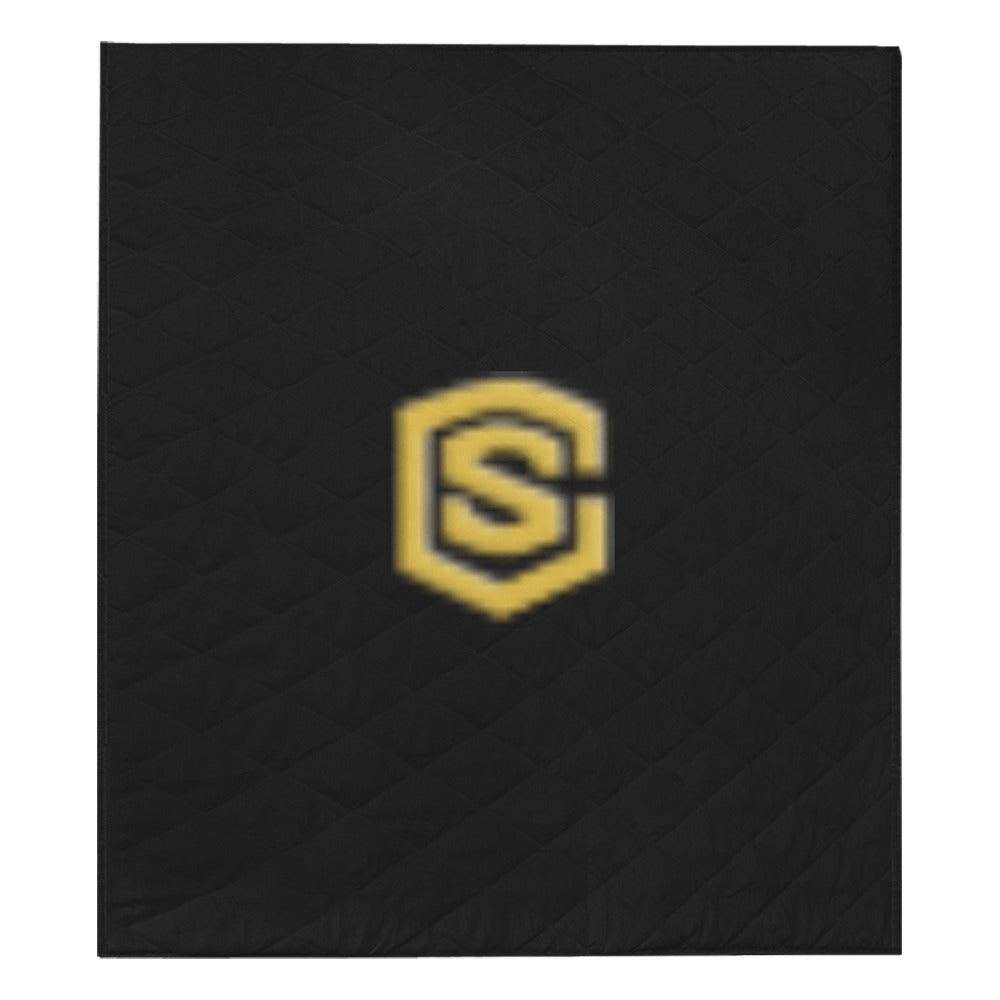 Black Quilt with Gold Logo Custom Quilt  70" x 80"
