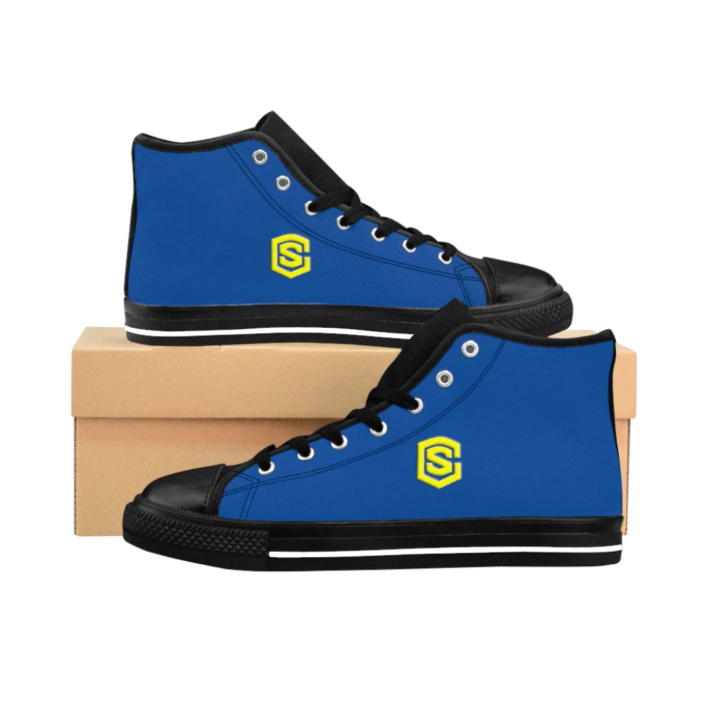 blue Men's High-top Sneakers - yellow logo