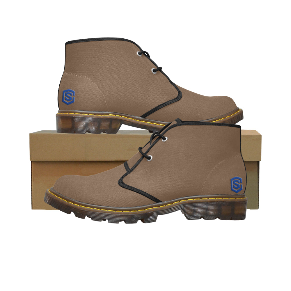 blue logo Women's Canvas Chukka Boots (Model 2402-1)