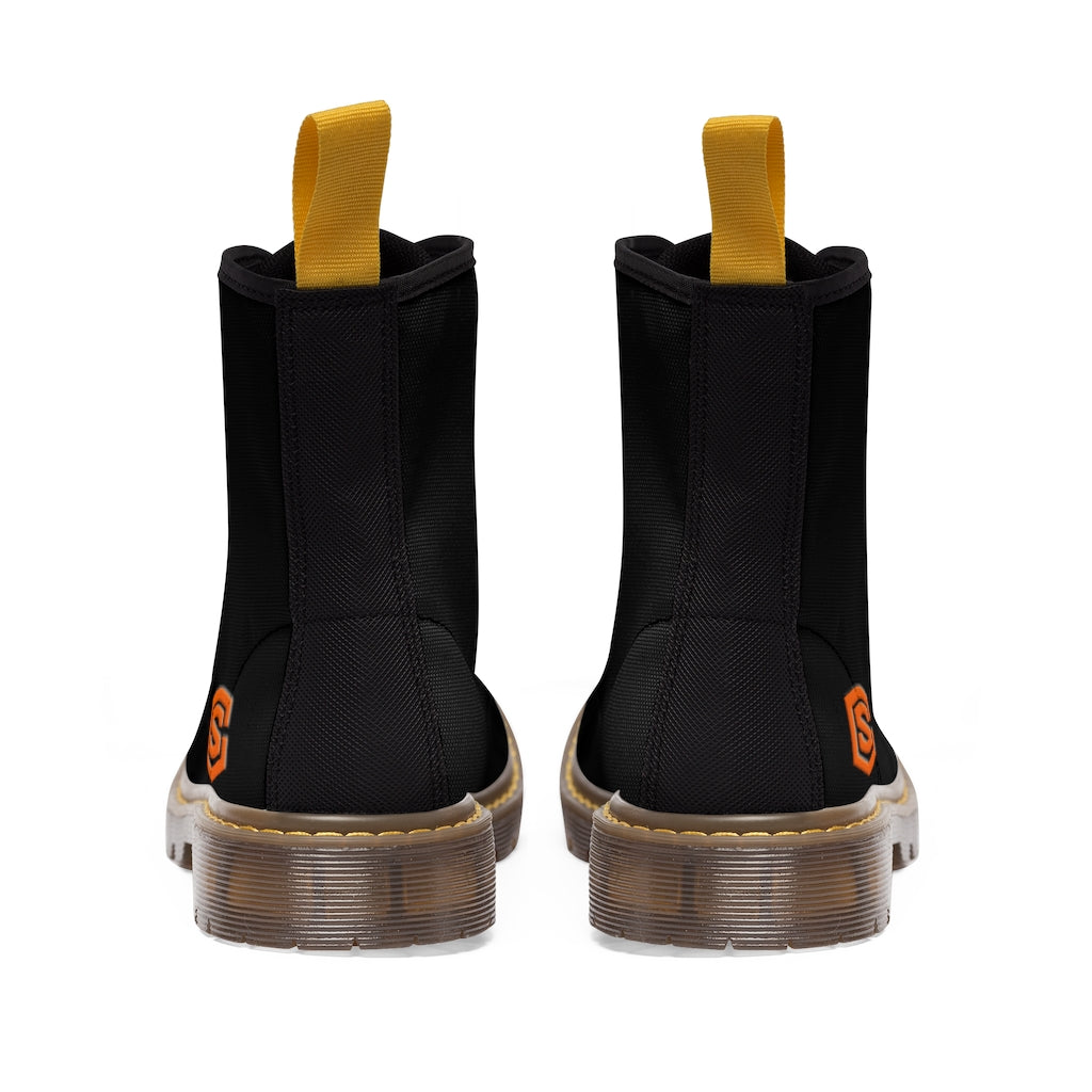 Black Men's Canvas Boots Orange Logo