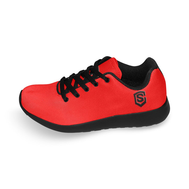 RED KID SNEAKER WITH BLACK LOGO Kid's Sneakers (Little Kid / Big Kid) (Model020)