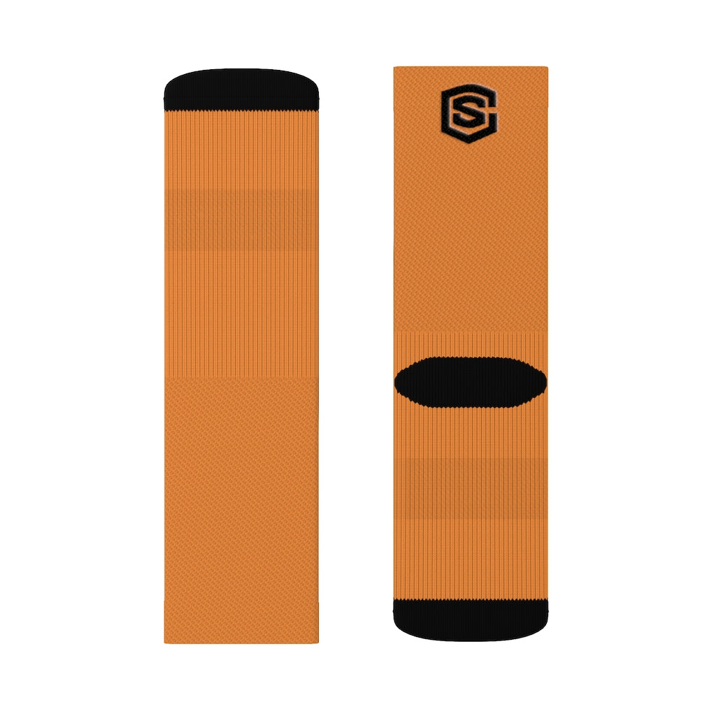Orange Sublimation Socks Black Logo