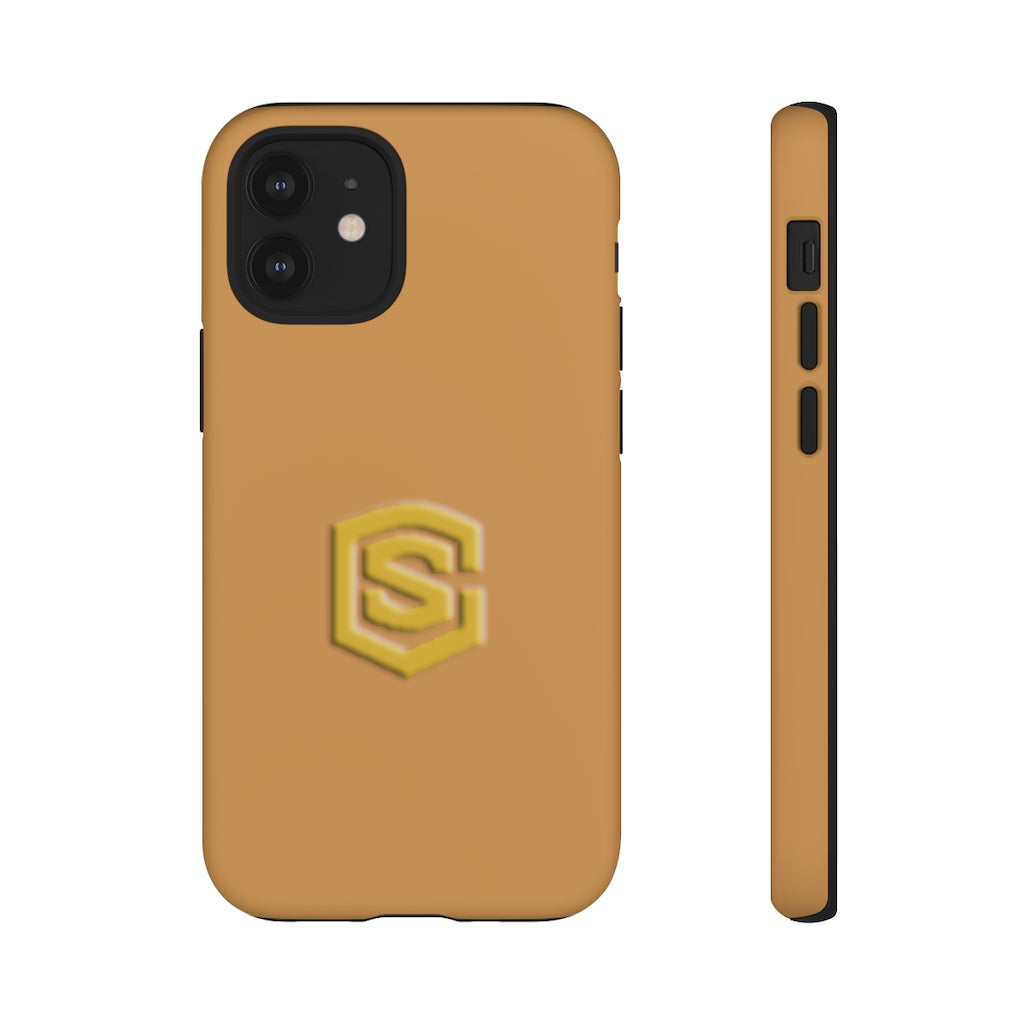 Light Brown Tough Cases Gold Logo