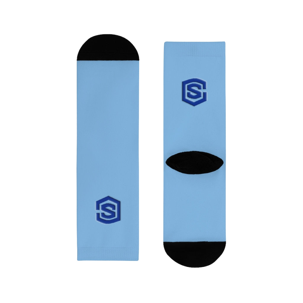 blue Sublimation Crew Socks (EU) Blue Logo