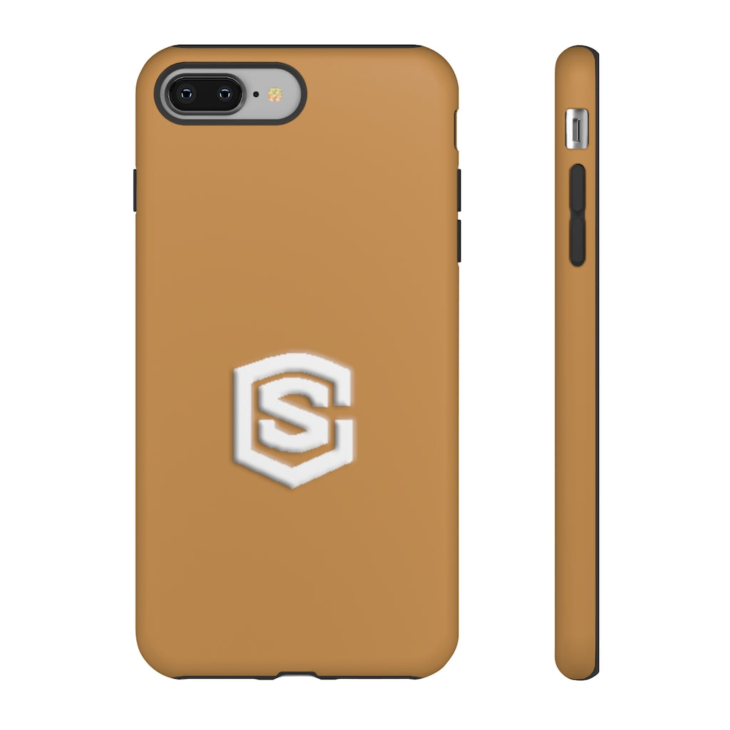 Brown Tough Cases White Logo