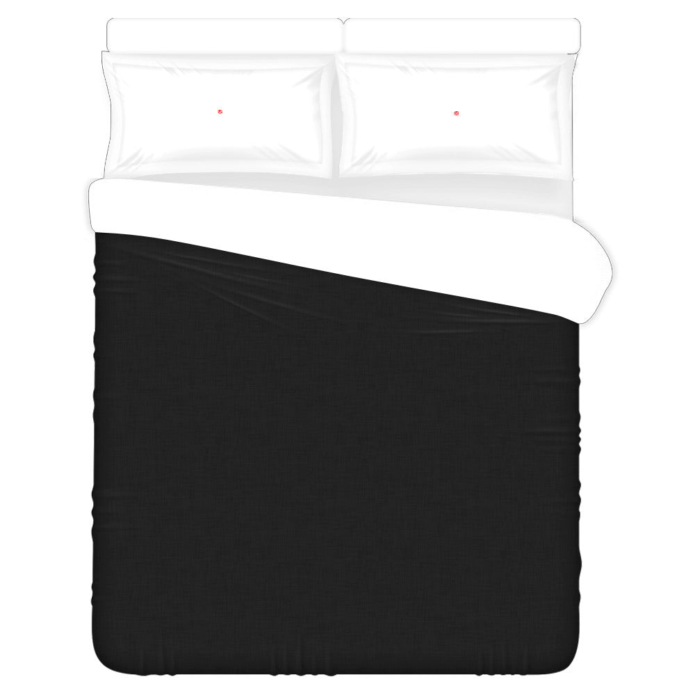 White Duvet Cover Red Logo 3-Piece Bedding Set (1 Duvet Cover 86"x70"; 2 Pillowcases 20"x30")(One Side)