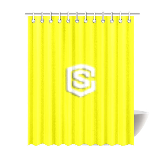 Yellow Shower Curtain 69"x84" with White Logo Shower Curtain 69"x84"